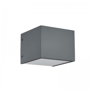 ホテルの典型的な客室に塗装されたフラットグレーの仕上げと統合されたLEDを備えたホスピタリティホテルウォールランプ